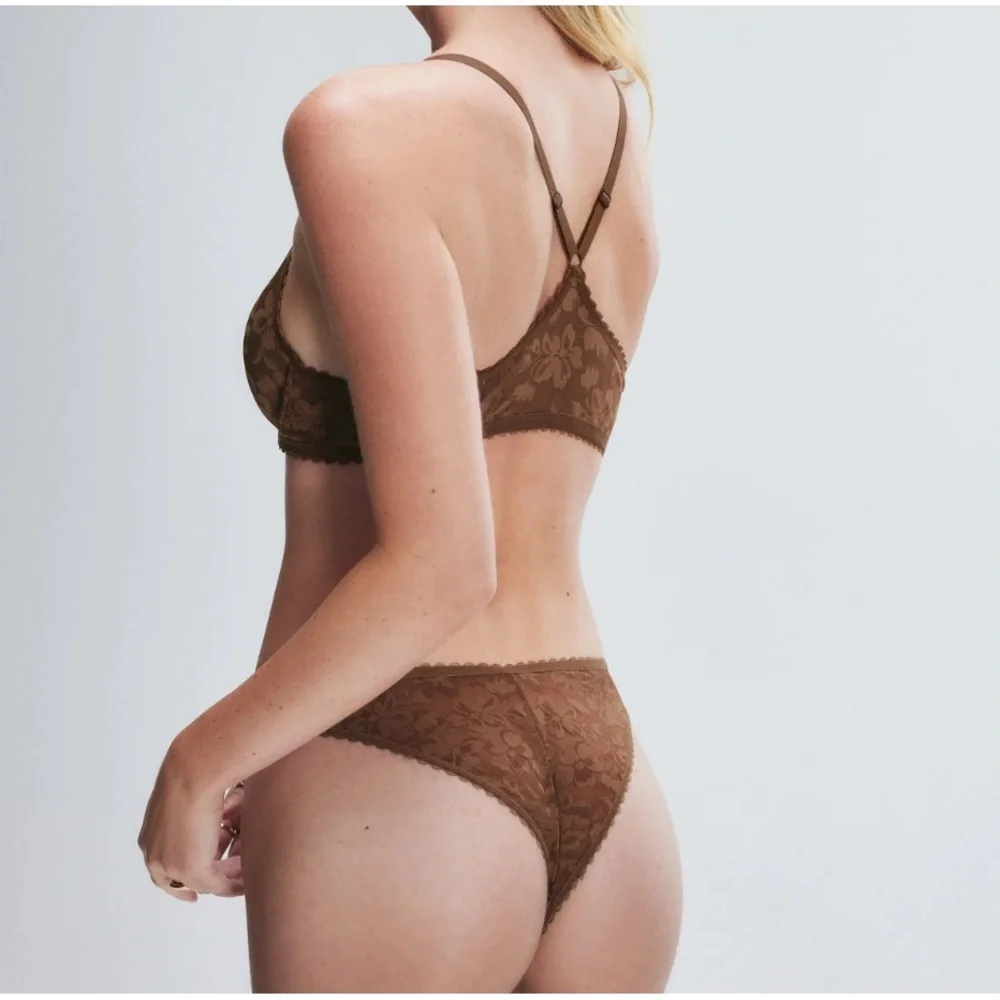 NWT,Savage X Fenty,Poppy Lace Panty,Lace Panty,Brown,Grey Floral,XL,192 Set Of 2 - Picture 6 of 8